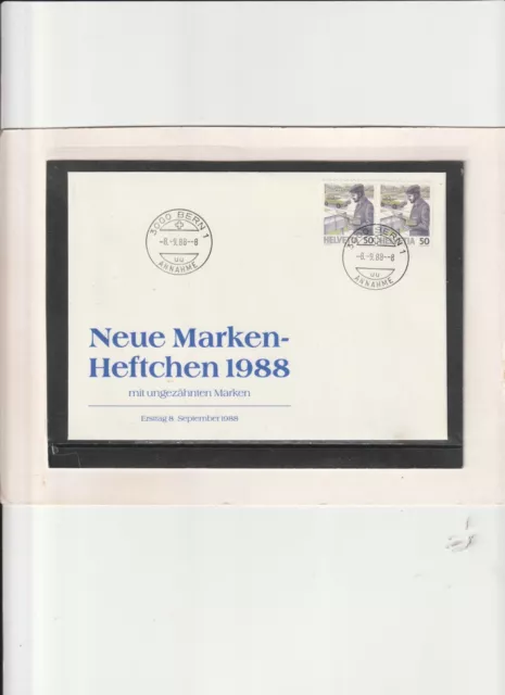 Schweiz-FDC-Mi. Nr. 1343 Dl + Dr-aus Markenheftchen " Bern 08.09.1988 " 2er Paar