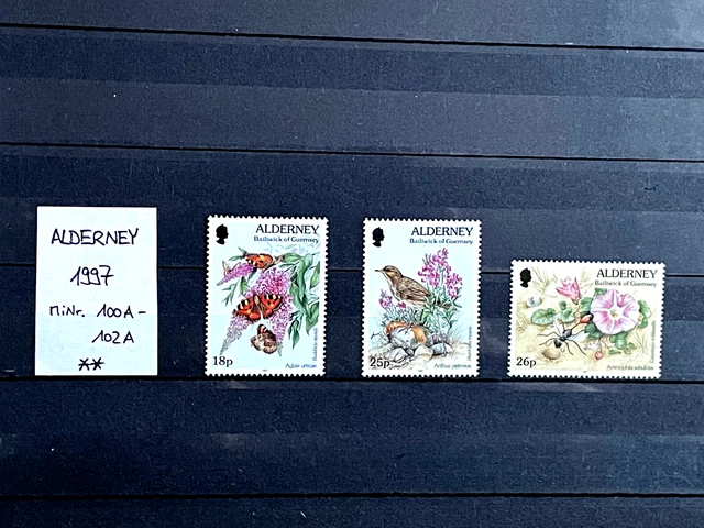 KOMPLETTER SATZ GROßBRITANNIEN ALDERNEY 1997 MiNr. 100A-102A POSTFRISCH SEHR GUT