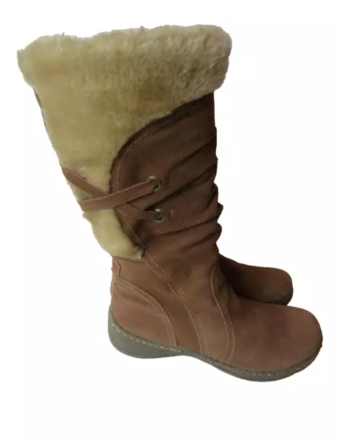 NEW Bare Traps Eventure Winter Boots Womens Sz 9.5M Brown Leather Faux Fur Lined