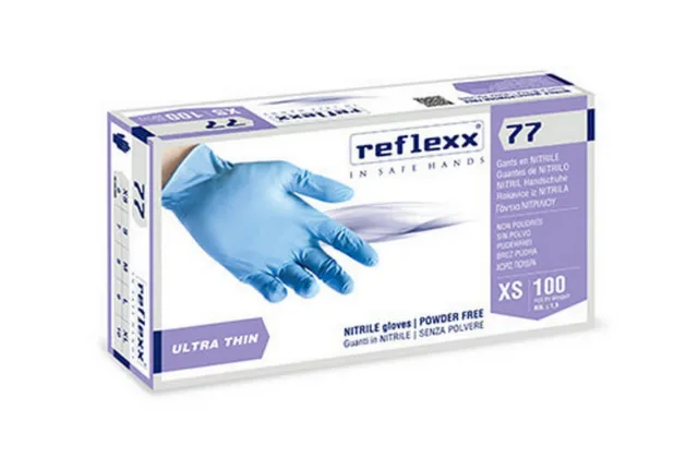 Guanti monouso in nitrile REFLEXX 77 ultra sottili e sensibili 100 Pz.    L - XL