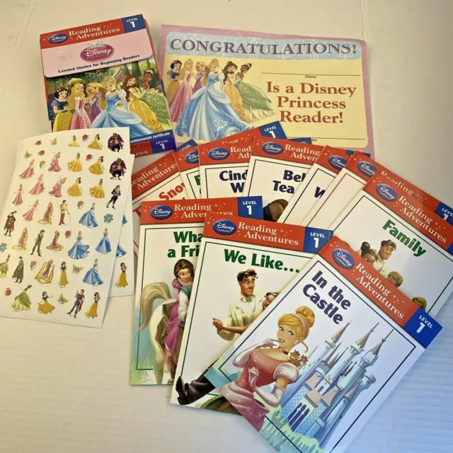 Girls Disney Princess Level 1 Reading Lot 14 Stickers Books