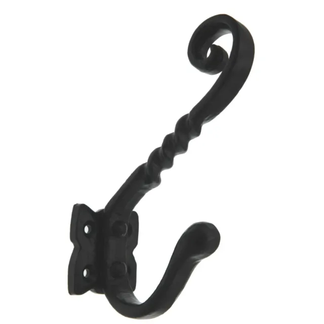 Warwick Wrought Iron Black Double Coat, Robe Wall Hook DH1104WIB, Made in India