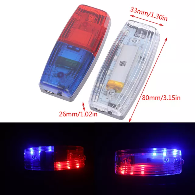 LED Red Blue Multifunction Clip Flashing Warning Safety Shoulder Police Light