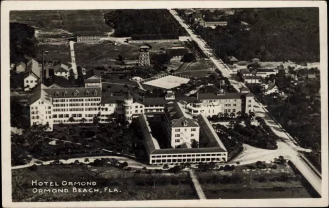 Ormond Beach Florida FL Aerial View c1920s-30s Real Photo Postcard
