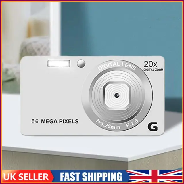 Auto Focus Camcorder 2.7 Inch LCD Compact Camera 4K 56MP 20x Zoom (White)