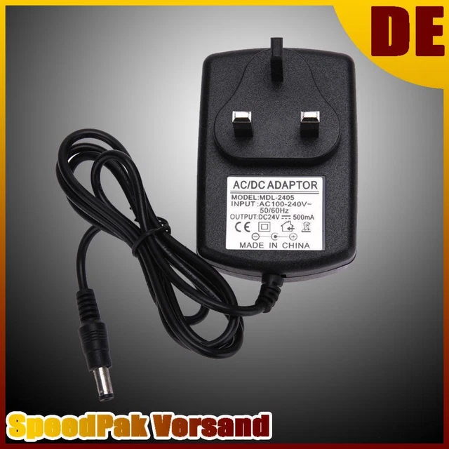 DE AU/EU/UK/US-STECKER DC24V 0,5A Adapter AC 100V-240V, DC 24V ...