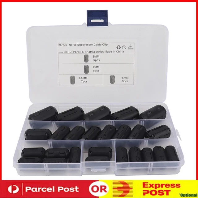 25X FERRITE CORE Ring Clamps Kit Clip Cable Connector Noise Filters