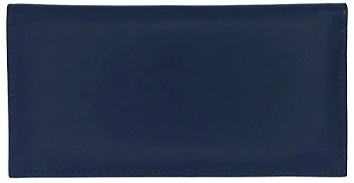 Blue Basic Genuine Leather Checkbook Cover For Men & Women