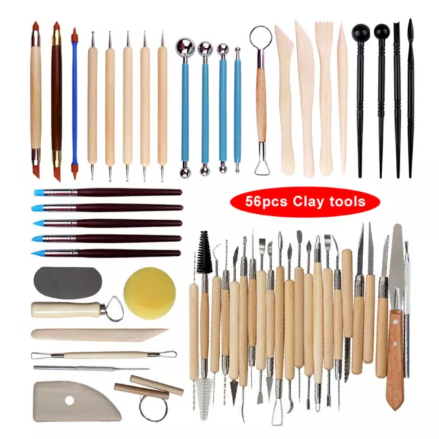 56x Carvers Clay Sculpting Carving Pottery Tools Polymer Modelling DIY Sculpture