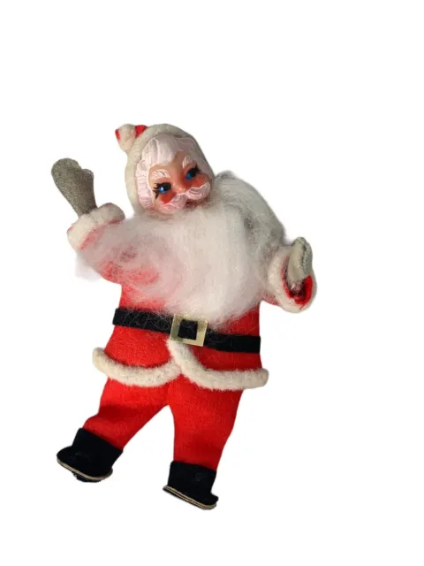 Felt Flocked Santa Vintage Christmas NON-Ornament DAMAGE ON FOOT