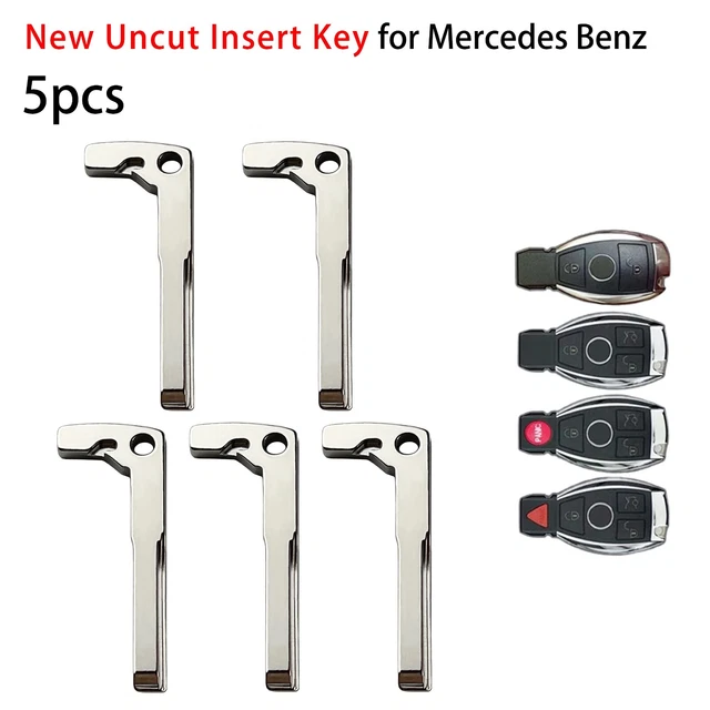 5x New Replacement Smart Remote Car Fob Uncut Key Blade Insert for Mercedes Benz