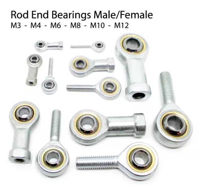 Male/Female Rod End - Fish Eye Bearing Joint - All Sizes -M3 M4 M5 M6 M8 M10 M12