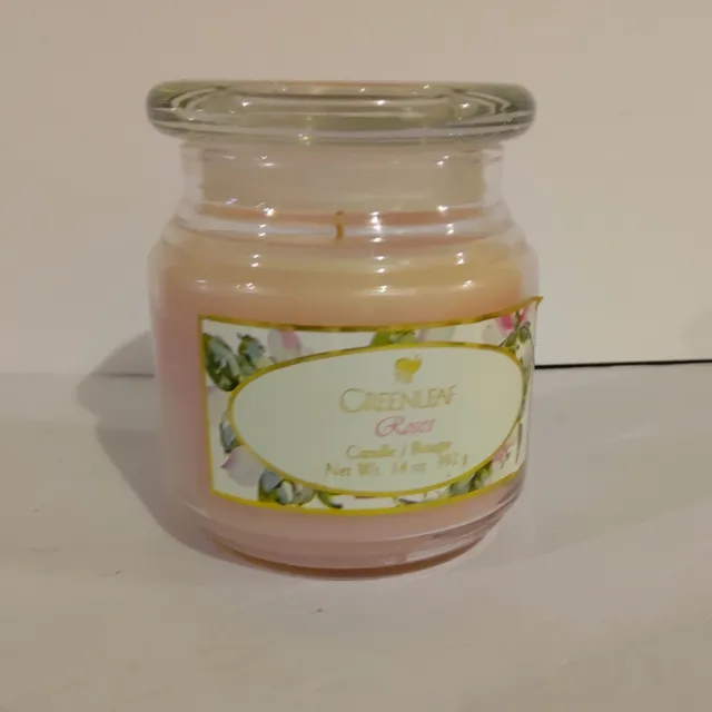 NEW Rose Scented Glass Candle by Greenleaf.