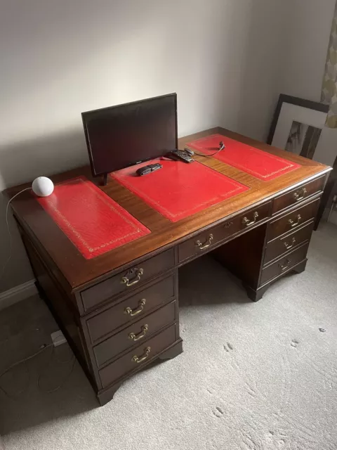 Large Captains Desk With Red Top