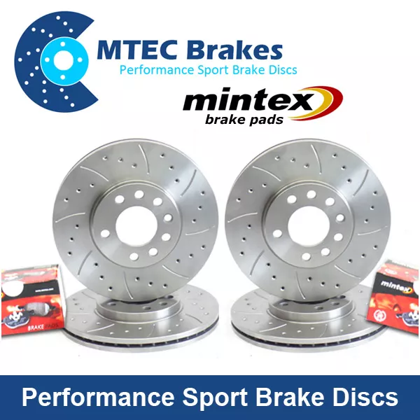 Mazda RX8 323mm Front & Rear Drilled Grooved MTEC Brake Discs & Mintex Pads