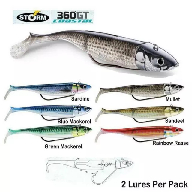STORM 360 GT Biscay Weedless Shad Lures 2 Pack - Bass Sea Fishing £8.50 -  PicClick UK