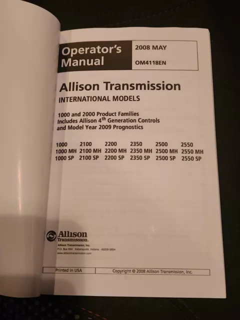 Allison Transmission 1000 & 2000 Operator's Manual 2