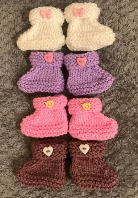 Hand knitted DOLL BOOTIES Set Knitted Clothes Dolls Outfits Premature Baby