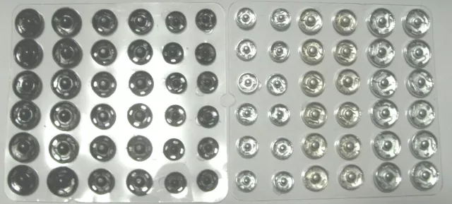 Druckknöpfe 10 - 14 mm Knöpfe Druckknopf Schwarz,Silber zum Annähen 36 Stück