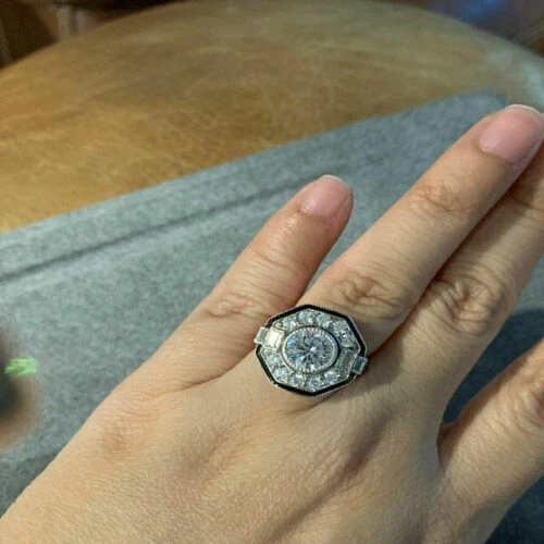 2.77 Ct Round Cut Lab Created Diamond Filigree Vintage Art Deco Engagement Rings