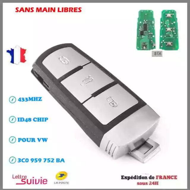 Clé  Vierge Smart Key Contact  Passat + CC 3C0959752BA 100% Testé