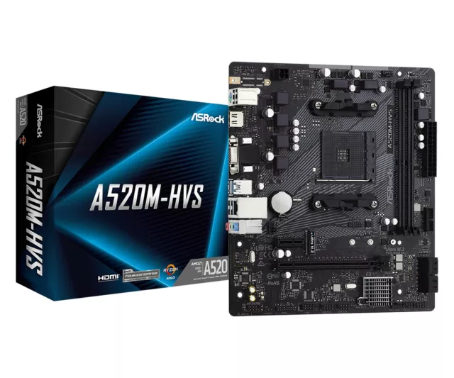 ASROCK MB AM4 A520M-HVS 2xDDR4 4xSATA RAID M.2 USB 3.2 VGA/HDMI