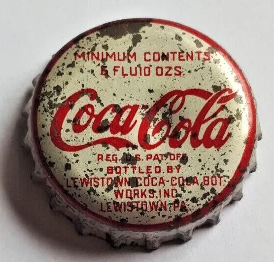 1 rare old USA COCA COLA crown cork soda bottle caps 1940 Lewistown Pennsylvania