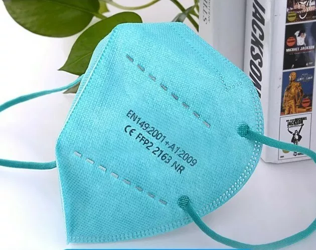 Pack 30 Mascarillas Filtro Protector Facial 95% color verde azul Homologación CE