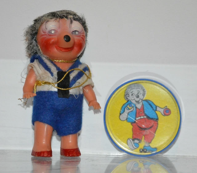 Lot de 2 tirelires Mecki hérisson tyrolien, en celluloïd, FIPPS DGM