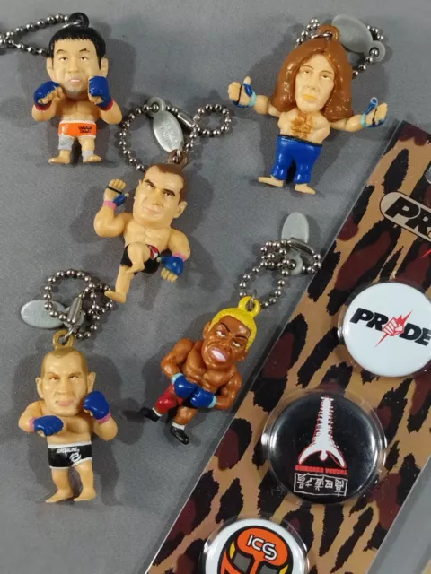 PRIDE MMA Fighter Figure Keychain ＆  tin badge MirkoCrocop Fedor Emelianenko