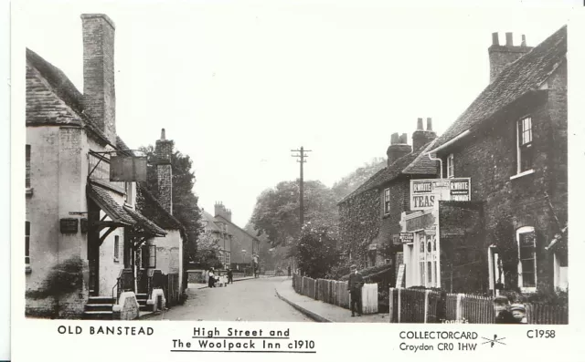 Surrey Postcard - Old Banstead - High Street and The Woolpack Inn c1910 - U578