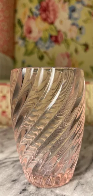 Simply Shabby Chic Pink Swirl Glass Bath Vanity Tumbler Cup Rachel Ashwell