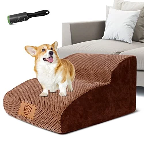 ✅  Hundetreppe 2 Stufen Breiter Hunderampe Katzentreppe Hochdichtem Schaumstoff