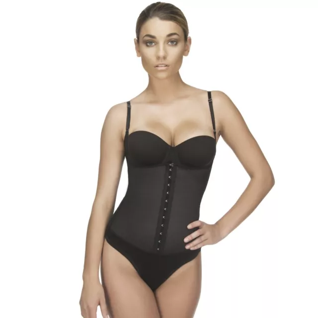 VEDETTE 322 Camille Style Slimming Dual Control Braless Bodysuit In Thong Black