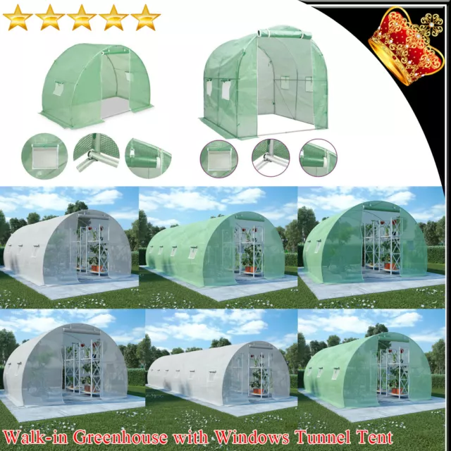 Walk-in Greenhouse Large Garden Plant Flower Grow House with Windows Tunnel Tent