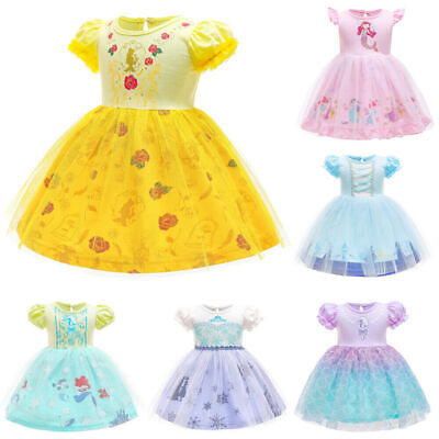 Baby Girls Puff Sleeve Dress Kid Birthday Princess Party Toddler Tulle Ball Gown