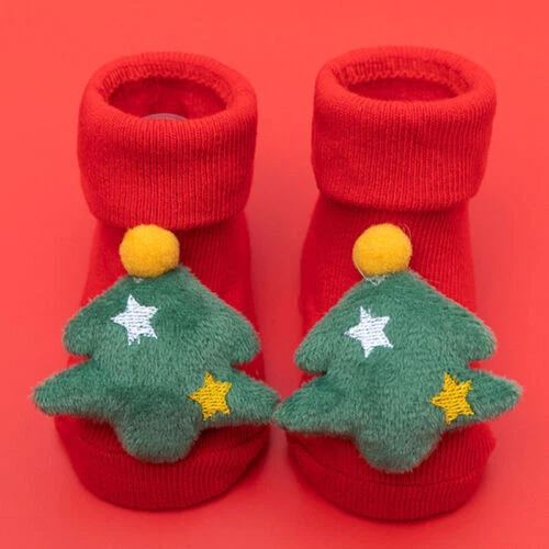 Winter Warm Kids Baby Girl Boys Toddler Anti-slip Slippers Christmas Socks Shoes