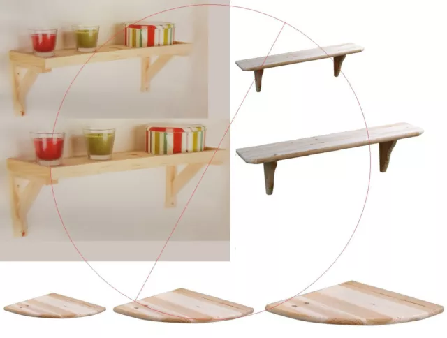 Natural Wood Wooden Framed Shelf Corner Shelves Storage Unit Kit Wall Mounted