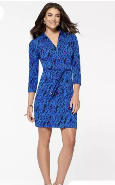 NWT CACHE Sexy Dress Blues, Purple Gold Buttons. Size XS Paid $158