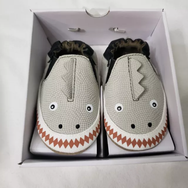 Robeez Soft Soles Shoes Dino Dan Grey-6-12 Months-NEW