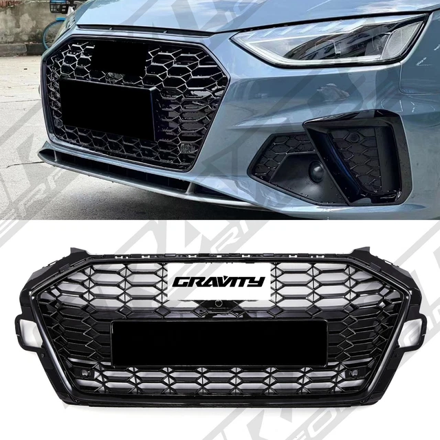AUDI A4 B9 8W Ringe | Emblem Schwarz Glänzend Vorne Für Kühlergrill Facelift Ab 2020 | K-ELECTRONIC
