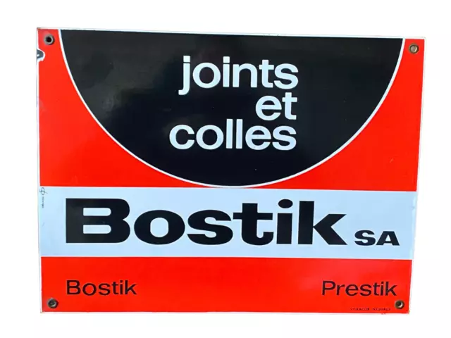 Ancienne Plaque Tole Émaillée Joint Et Colle Bostik