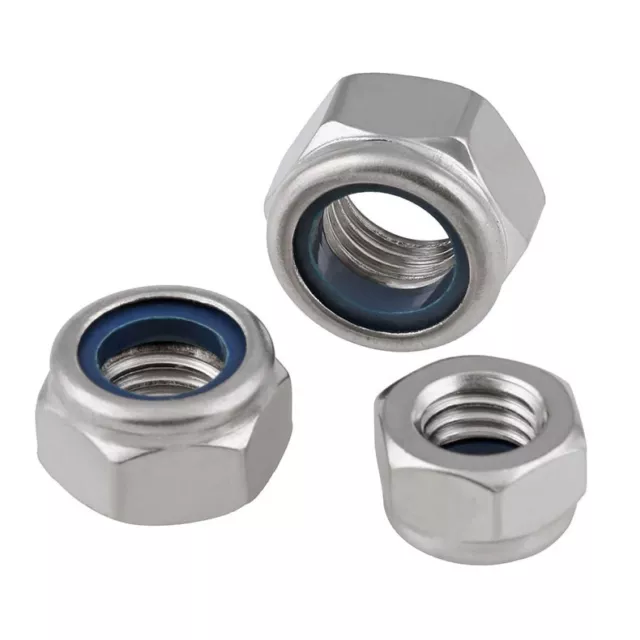 M2/M3/M4/M5/M6/M8/M10/M12/M14/M16 Stainless Nylon Insert Lock Nuts Nyloc Hex Nut