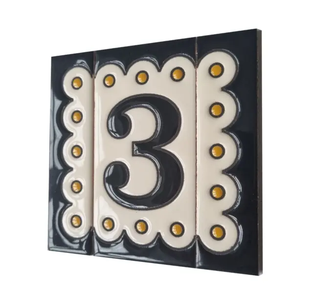Soto M-3 Spanish Hand-painted Ceramic 11 x 5.5 cm or 2.16 x 4.33" House Numbers 2