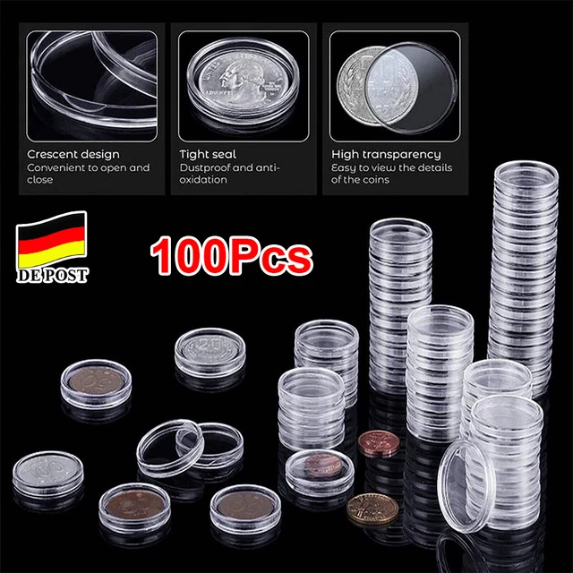 100stk Münzkapseln Leuchtturm Kapseln Caps 30mm Für Euro Münzen Coin
