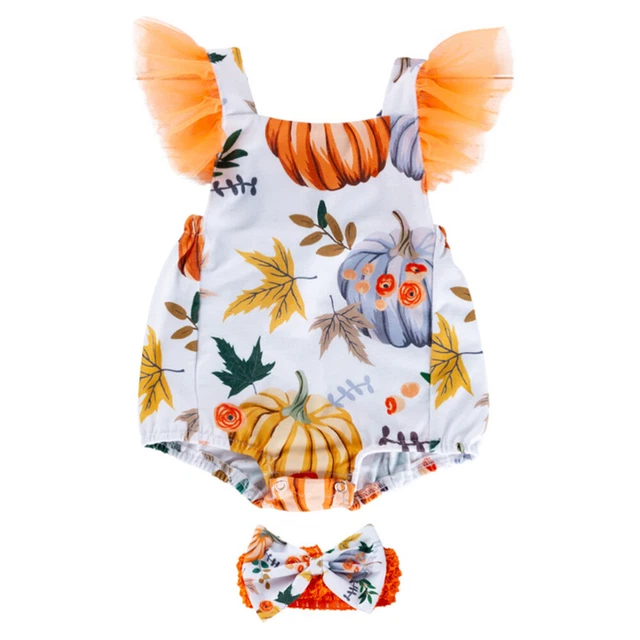 Tuta Halloween fascia per la fronte di Halloween bambina zucca bambino reggiseno schiena
