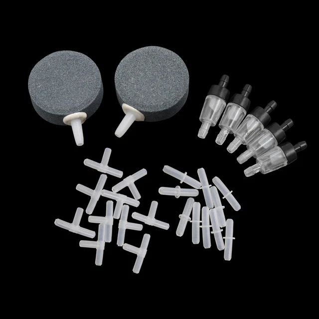 Airstone Check Valve Tubing Connector Aquarium Air Pump Accessaries Set Black