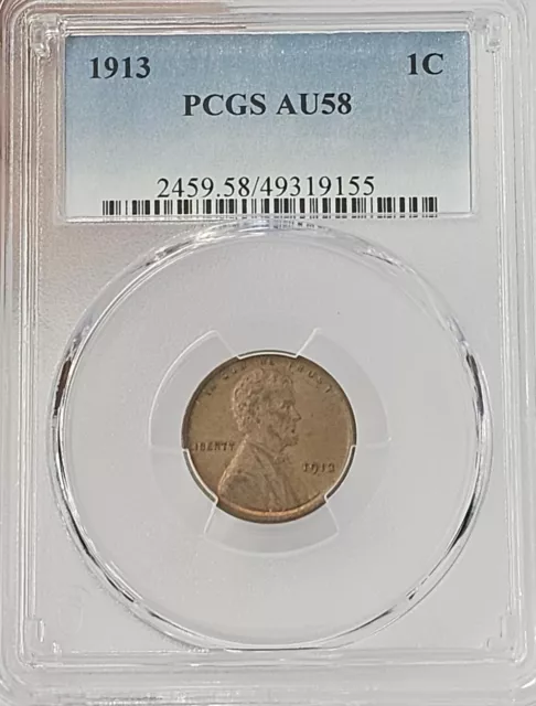 1913-P Philadelphia Lincoln Head Wheat Cent Penny AU58 PCGS