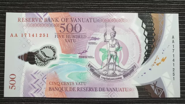 VANUATU 500 Vatu 2017 P18 Prefix AA UNC Polymer Banknote