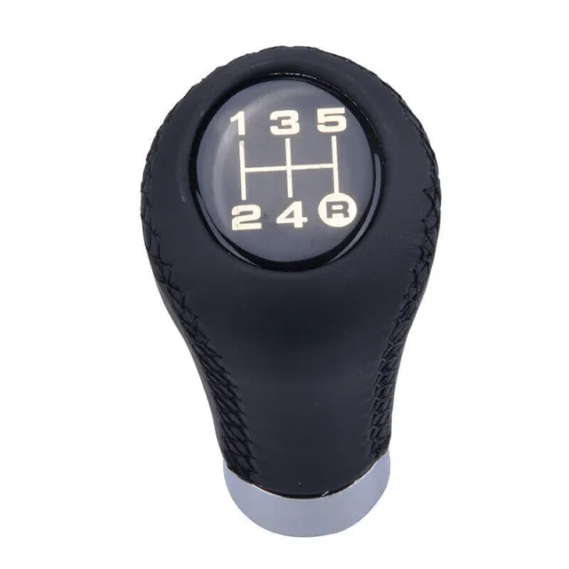 Leather Shift Knob 5-Speed Fits Car Manual Round Gear Stick Shifter Lever Black